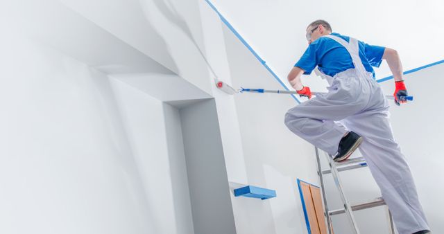 hombre pintando pared